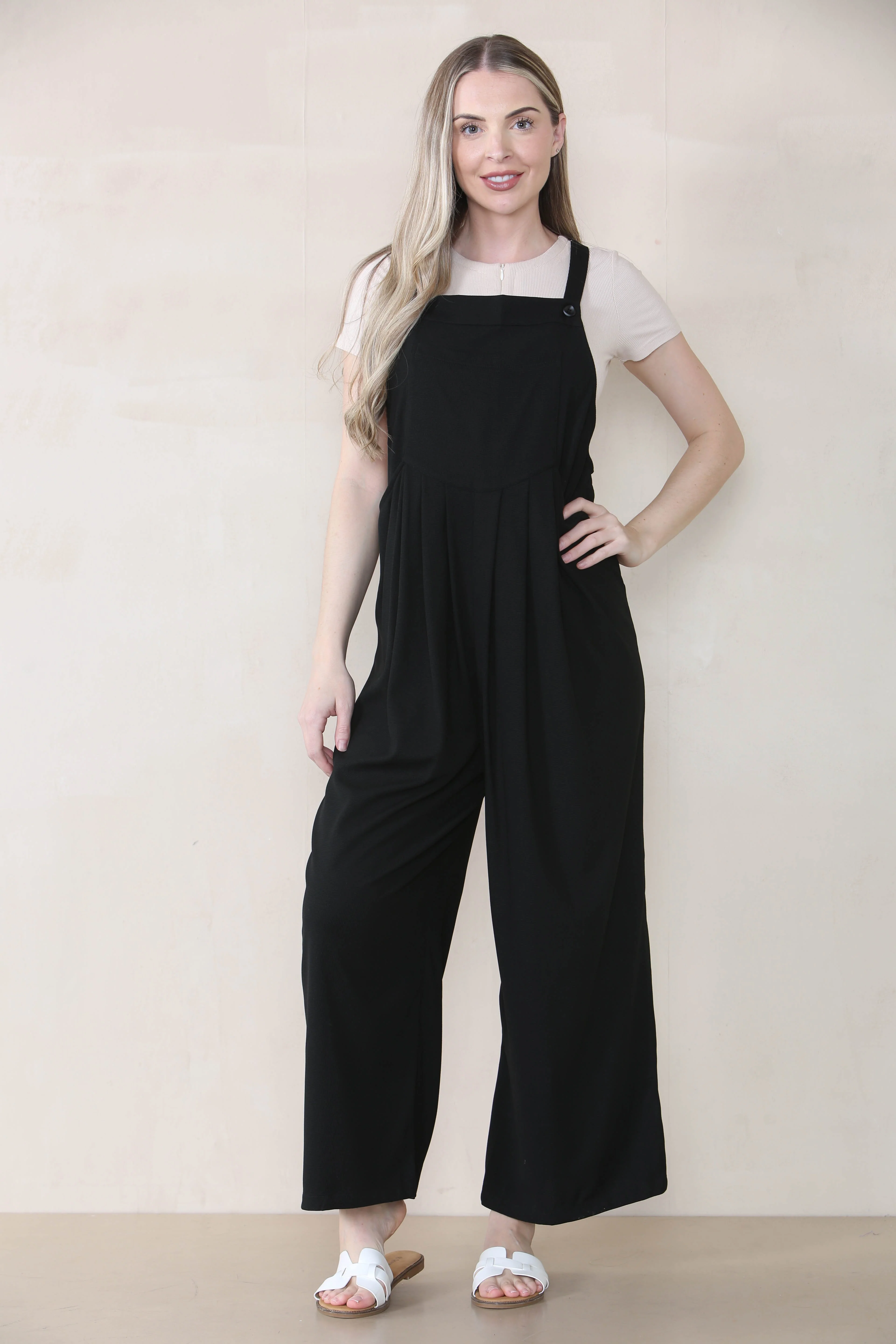 KATCH ME Adjustable Strap Pocket Ruched Wide Leg Overalls - Image 4