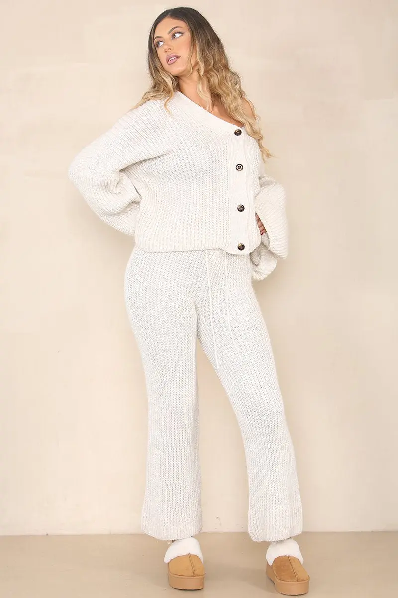 KATCH ME Knit V Neck Cardigan & Loose Trousers Co-ord Set - Image 6