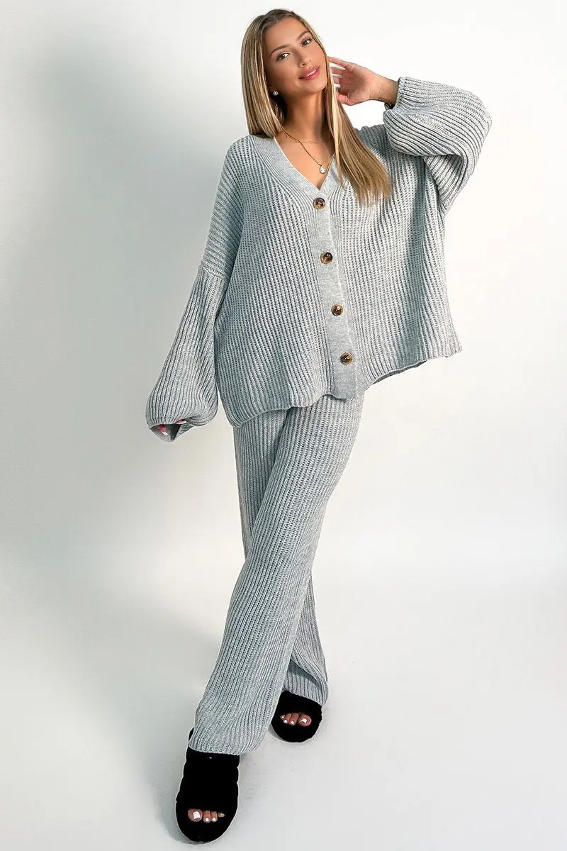 KATCH ME Knit V Neck Cardigan & Loose Trousers Co-ord Set - Image 9