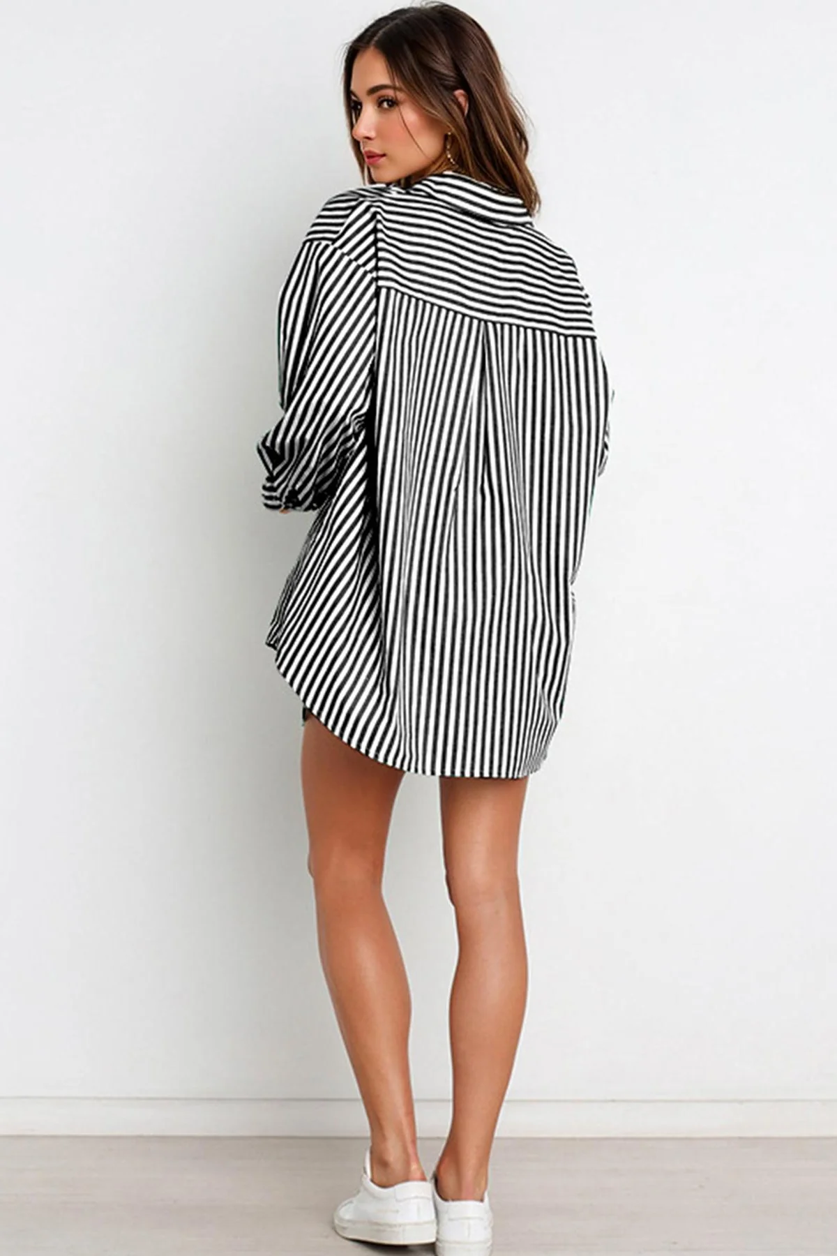 KATCH ME Stripe Collared Button-Up Shirt Drawstring Shorts Co-ord Set - Image 3