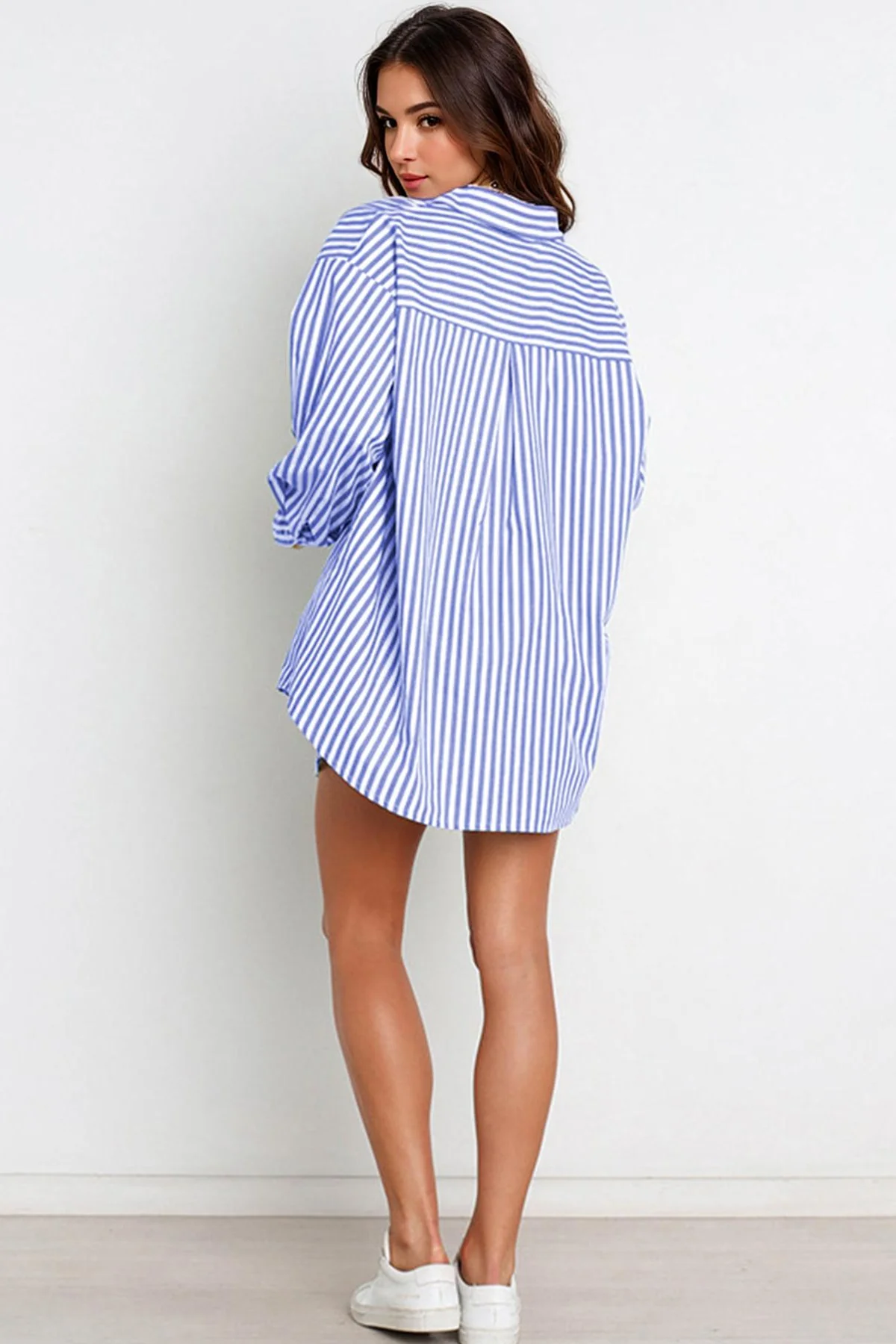 KATCH ME Stripe Collared Button-Up Shirt Drawstring Shorts Co-ord Set - Image 6