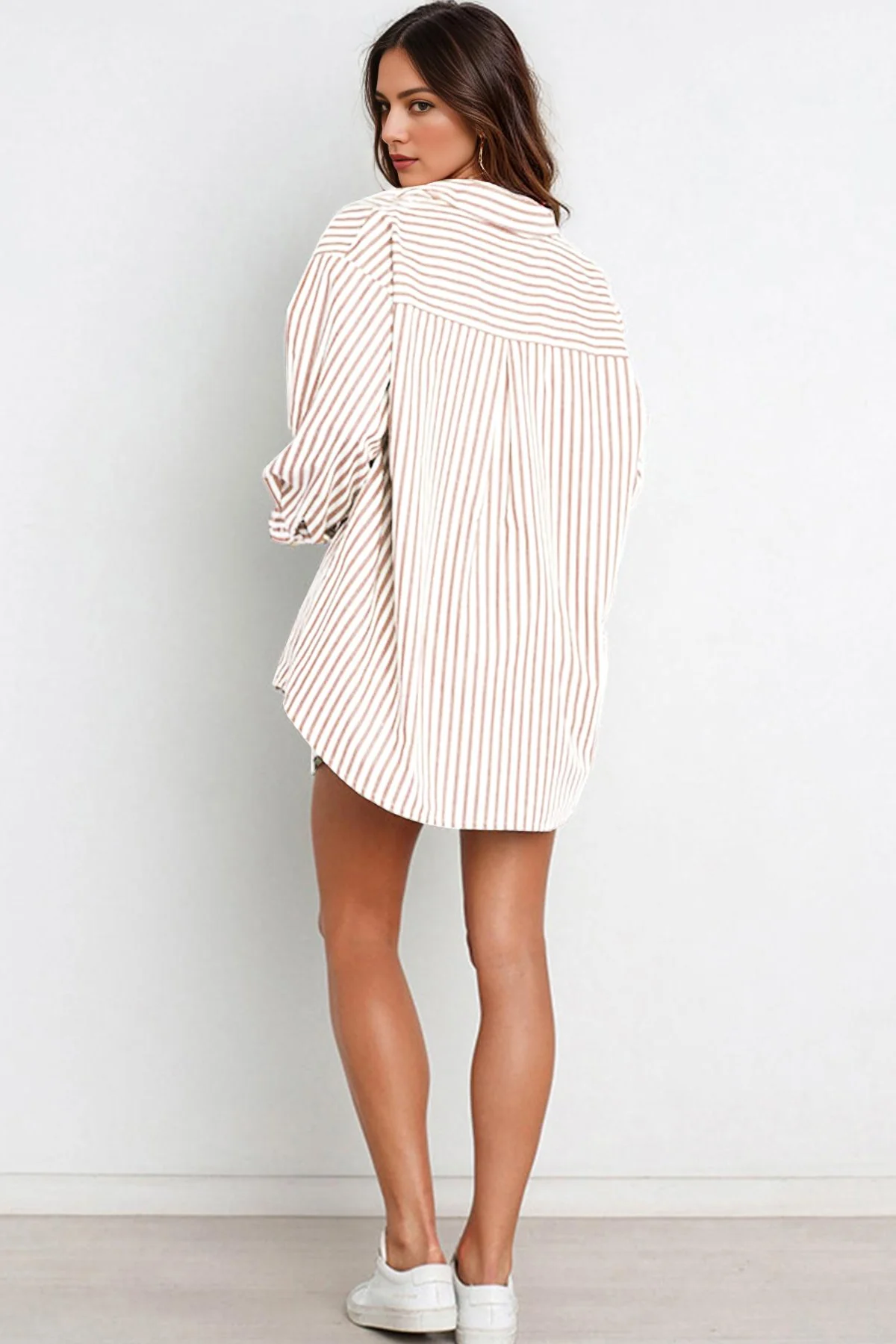 KATCH ME Stripe Collared Button-Up Shirt Drawstring Shorts Co-ord Set - Image 7