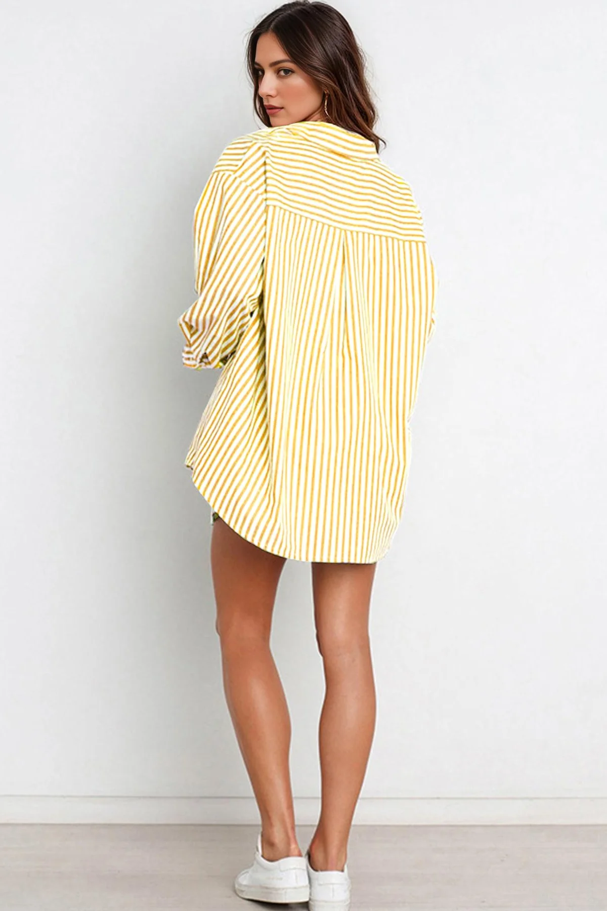 KATCH ME Stripe Collared Button-Up Shirt Drawstring Shorts Co-ord Set - Image 9