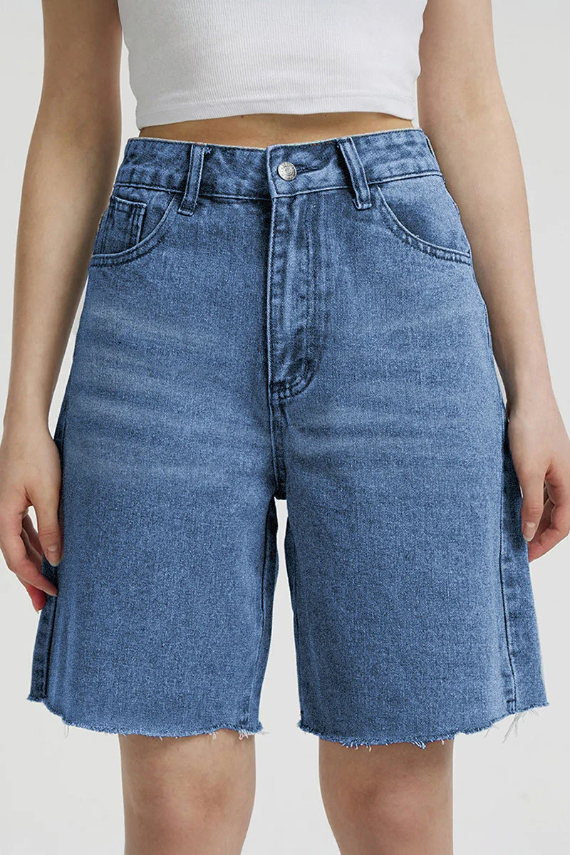 Katchme Mid-Rise Tassel Hem Baggy Denim Shorts - Image 10