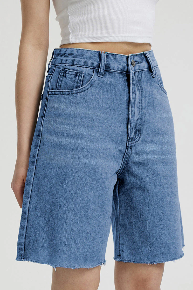 Katchme Mid-Rise Tassel Hem Baggy Denim Shorts - Image 11