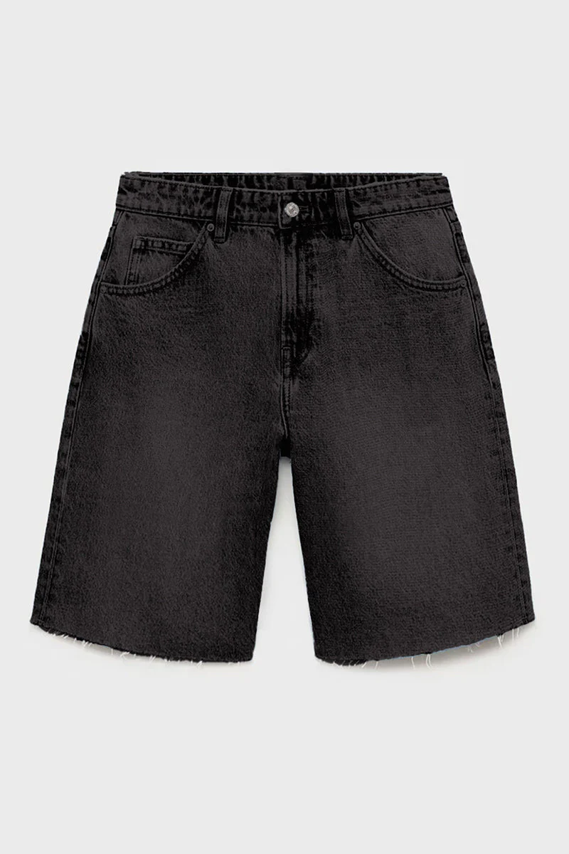 Katchme Mid-Rise Tassel Hem Baggy Denim Shorts - Image 14