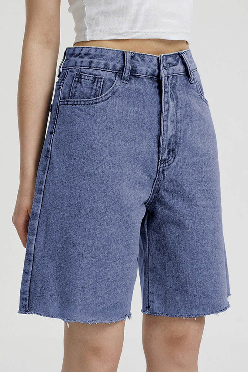 Katchme Mid-Rise Tassel Hem Baggy Denim Shorts - Image 6