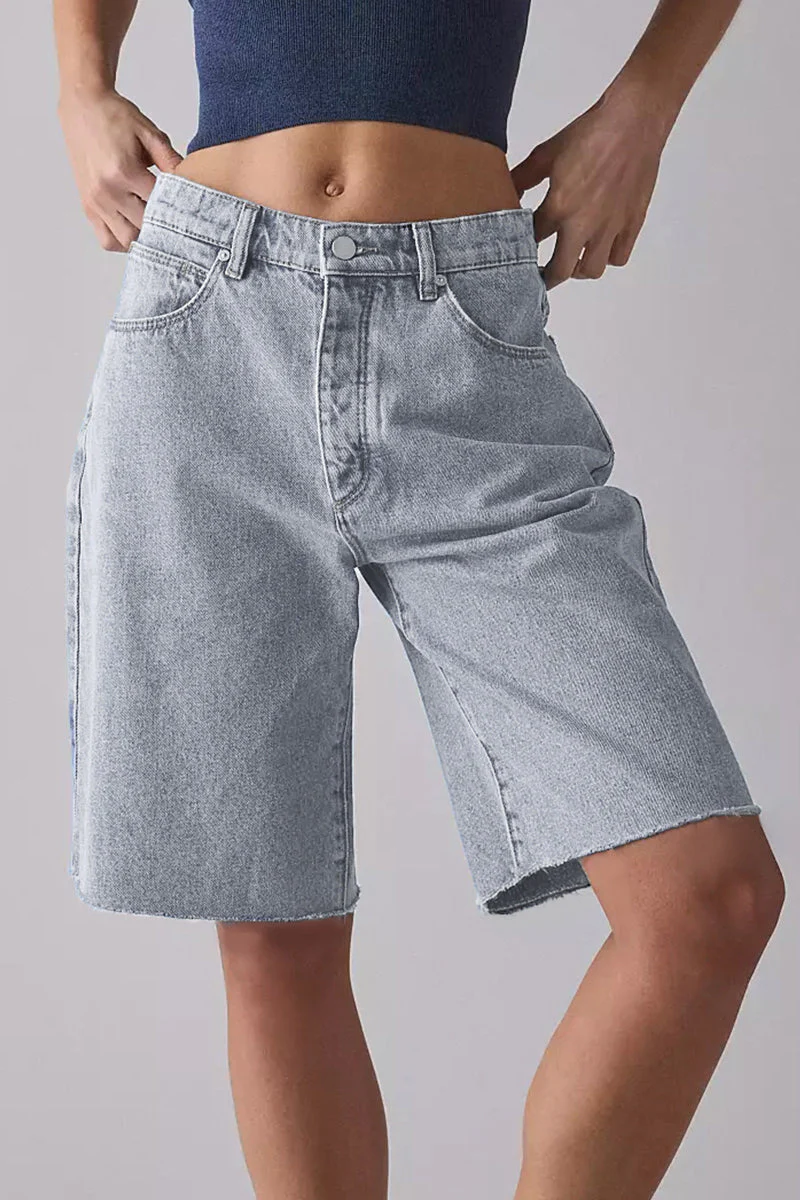 Katchme Mid-Rise Tassel Hem Baggy Denim Shorts - Image 7