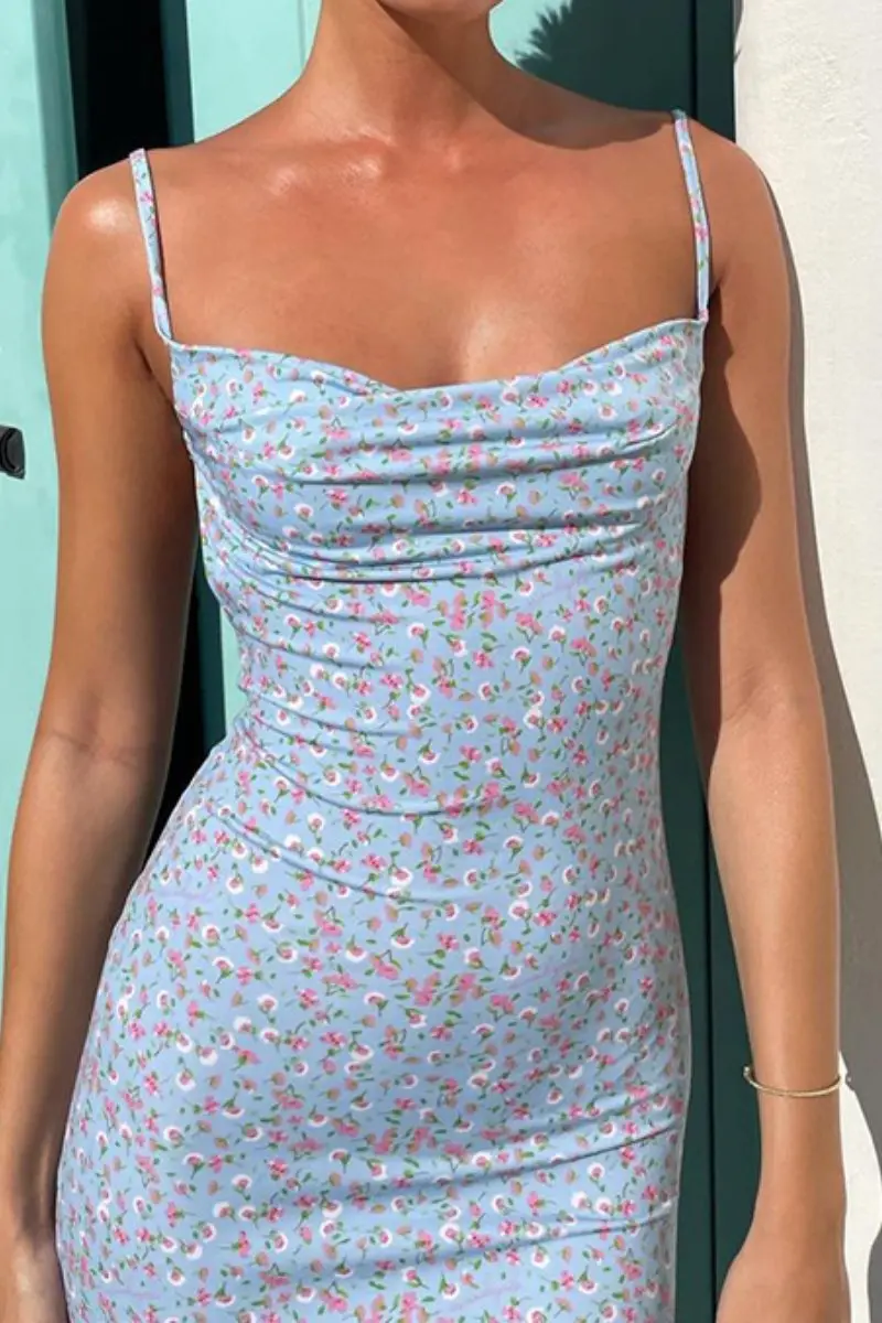KATCH ME Floral Print Spaghetti Strap Backless Maxi Dress - Image 5