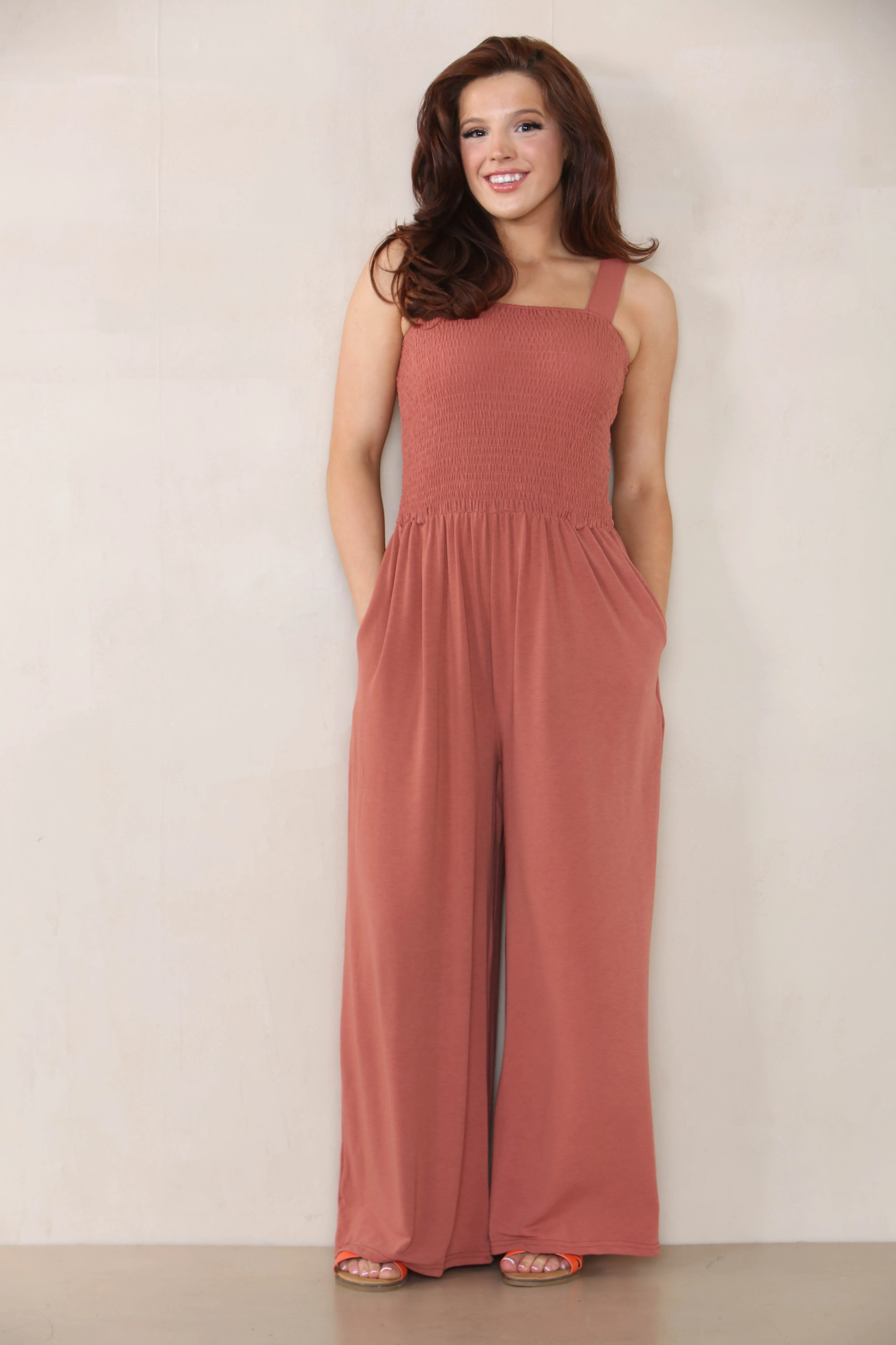 KATCH ME Thick Strap Ruched Pocket Wide Leg Jumpsuit - Image 5