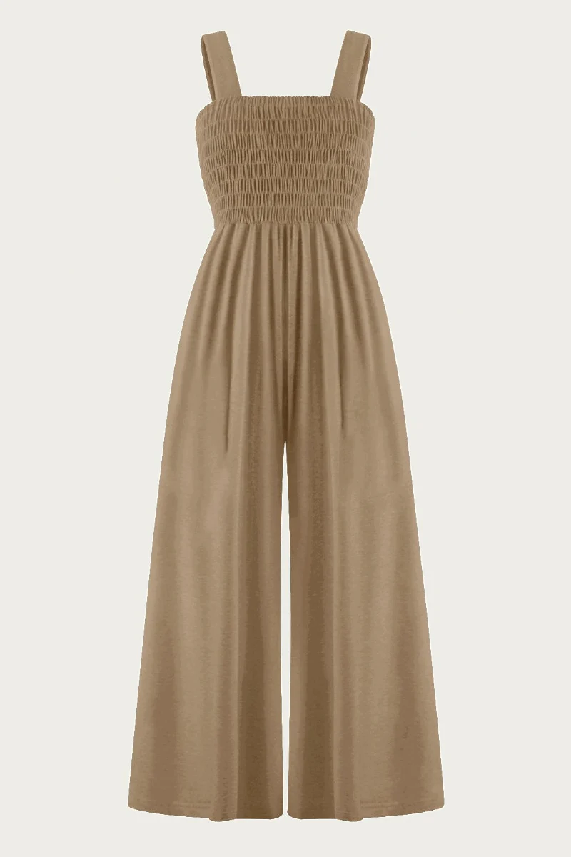 KATCH ME Thick Strap Ruched Pocket Wide Leg Jumpsuit - Image 6