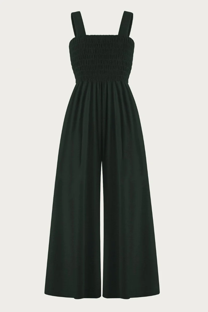 KATCH ME Thick Strap Ruched Pocket Wide Leg Jumpsuit - Image 7