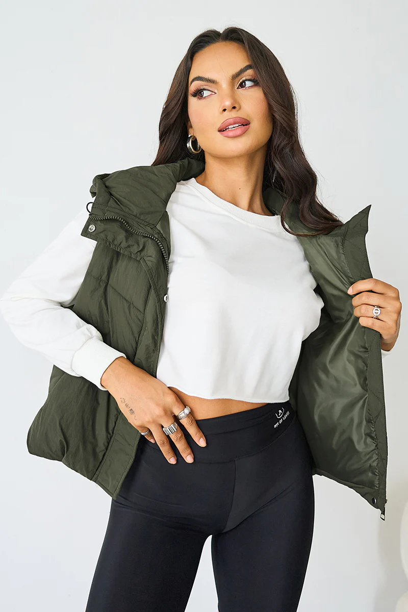 KATCH ME Fall Winter Solid Hooded Zip-Up Thermal Vest - Image 10