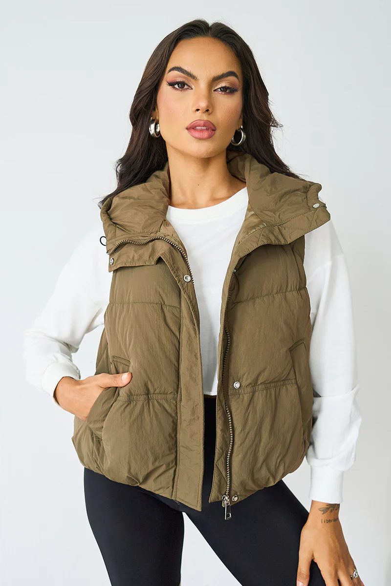 KATCH ME Fall Winter Solid Hooded Zip-Up Thermal Vest - Image 13