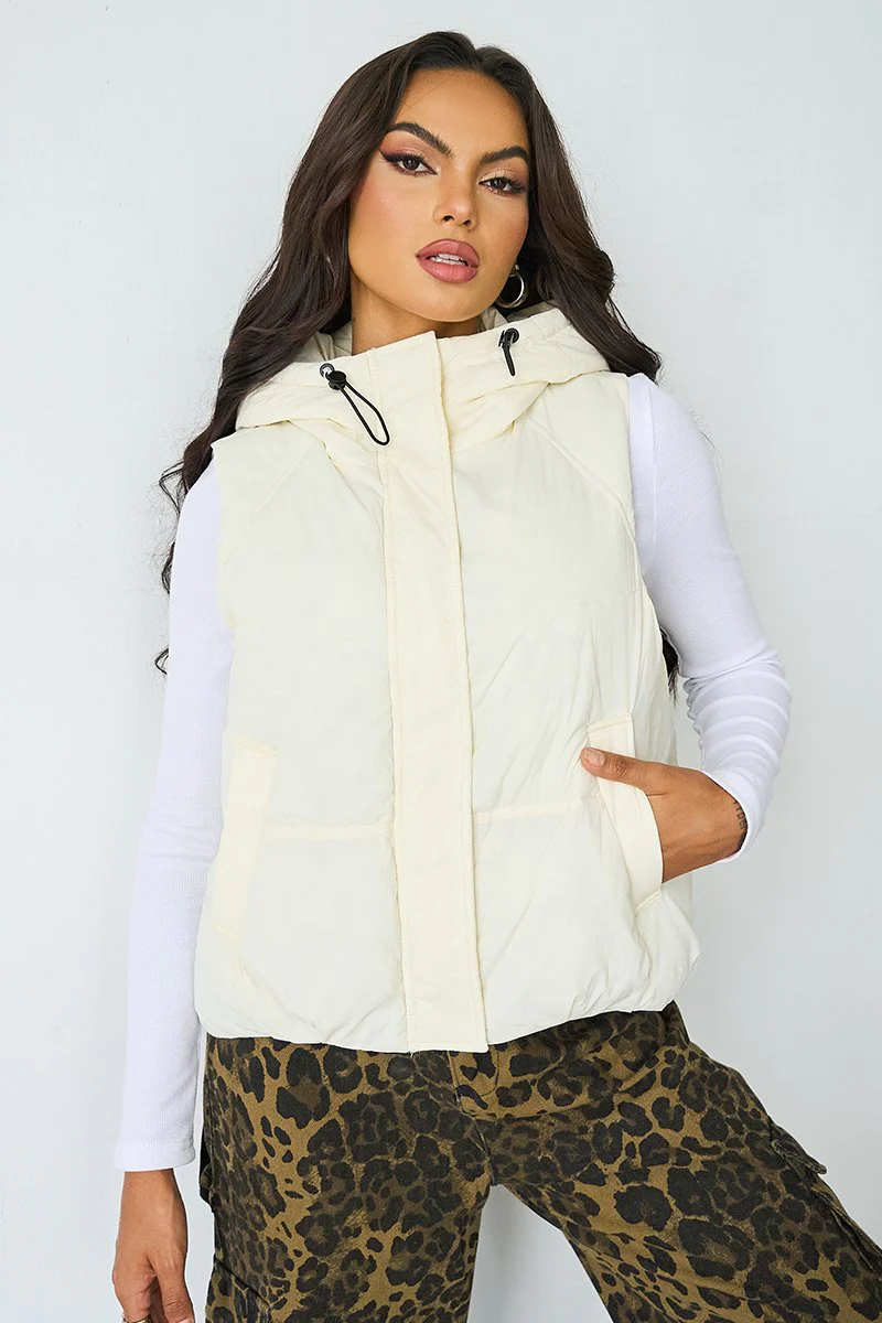 KATCH ME Fall Winter Solid Hooded Zip-Up Thermal Vest - Image 2