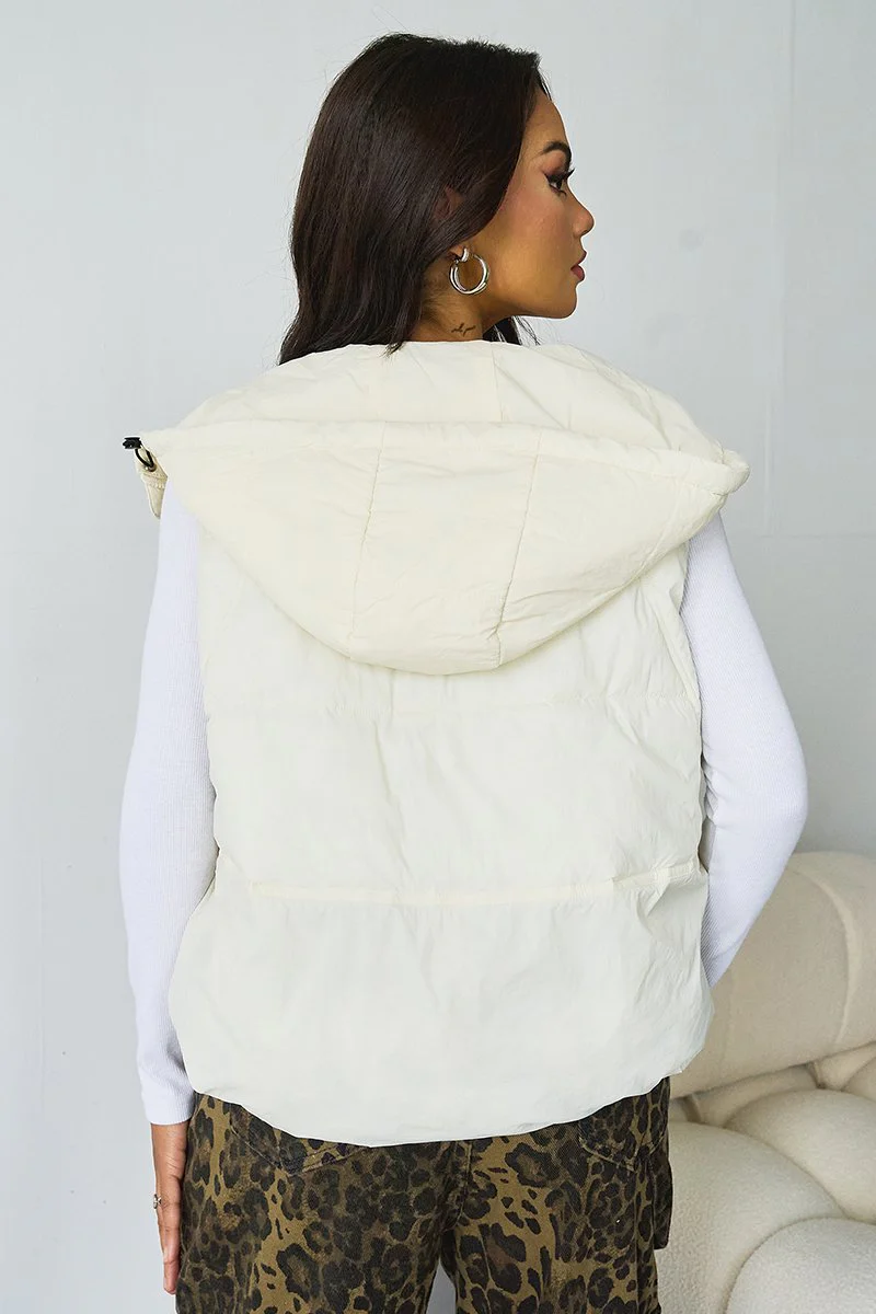 KATCH ME Fall Winter Solid Hooded Zip-Up Thermal Vest - Image 3