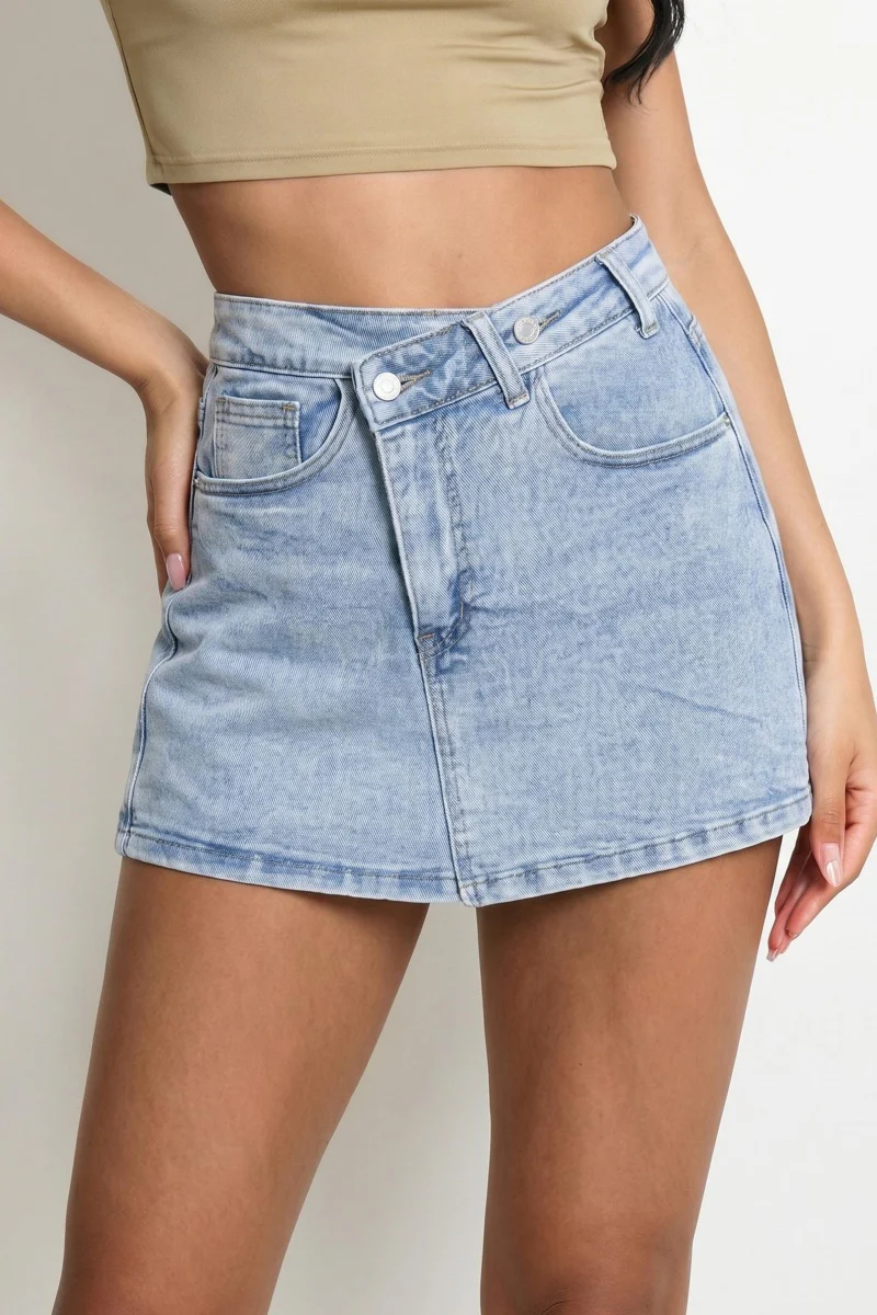 KATCH ME Denim Skorts Mid Rise Multi Pocket Street Style - Image 3