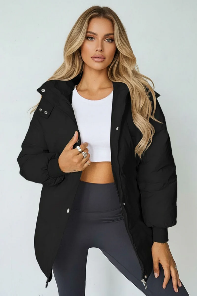 KATCH ME Stand Collar Pocket Button-Up Thermal Coat - Image 5