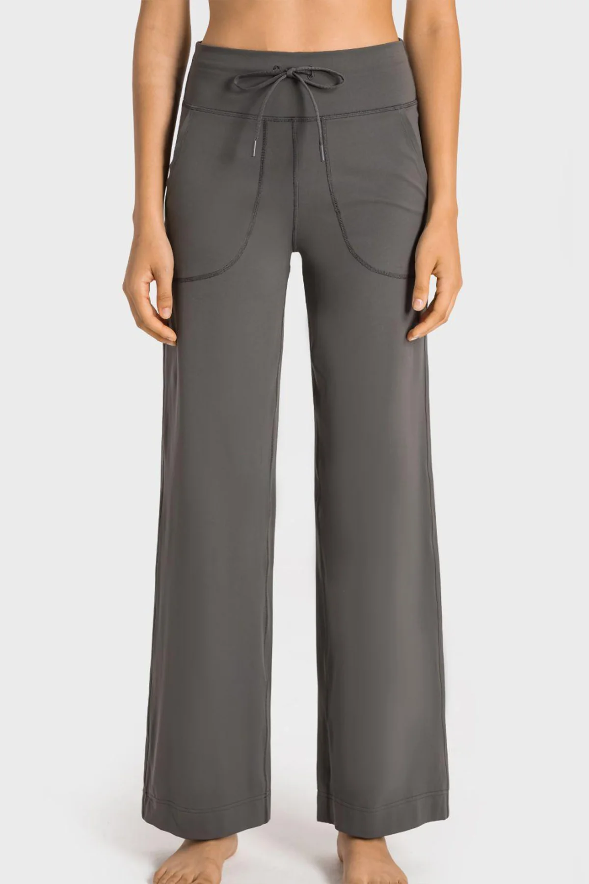 KATCH ME High Waist Drawstring Pocket Wide Leg Yoga Pants - Image 3