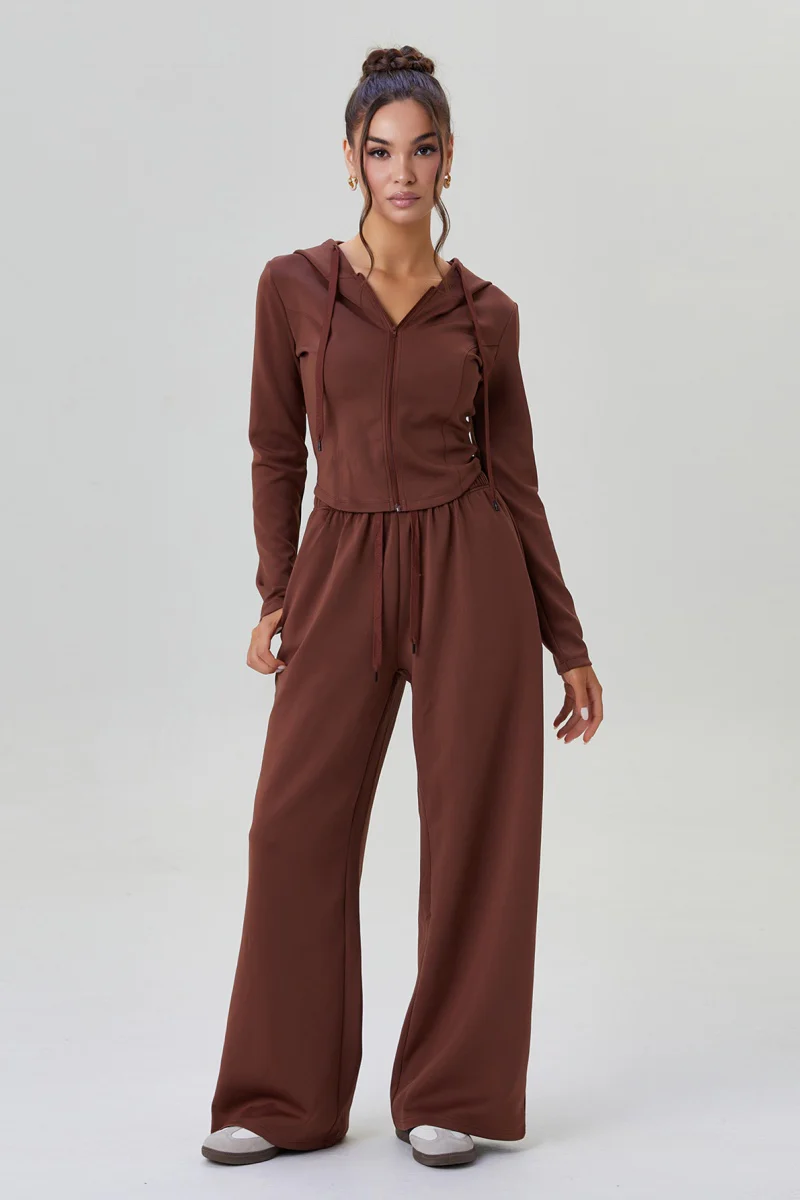 KATCH ME Look Women's Casual Hooded Wide Leg Co-Ord Set
