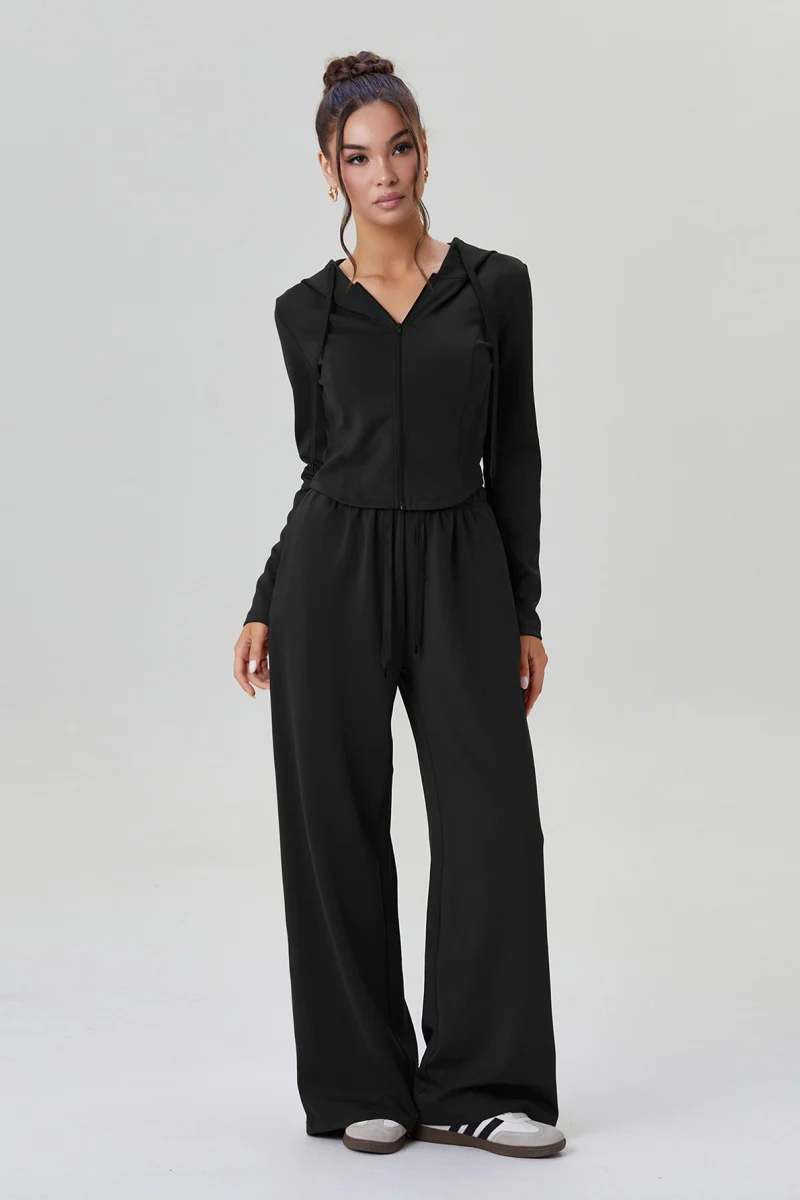 KATCH ME Look Women's Casual Hooded Wide Leg Co-Ord Set - Image 5