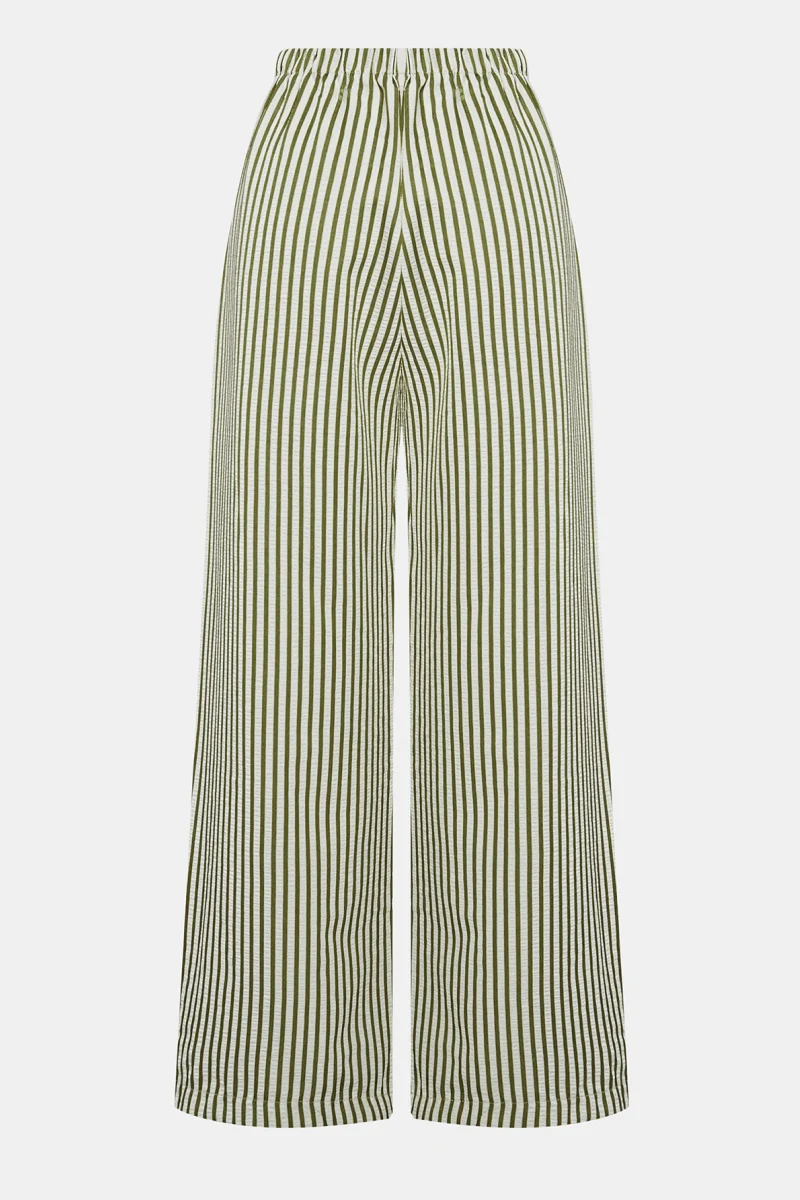 KATCH ME Look Leopard Stripe Print High Waist Drawstring Wide Leg Pants - Image 3