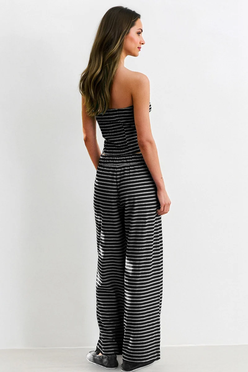 KATCH ME Striped Tube Top & Low-Rise Wide Leg Trousers Co-ord Set - Image 11