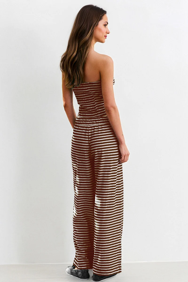 KATCH ME Striped Tube Top & Low-Rise Wide Leg Trousers Co-ord Set - Image 12