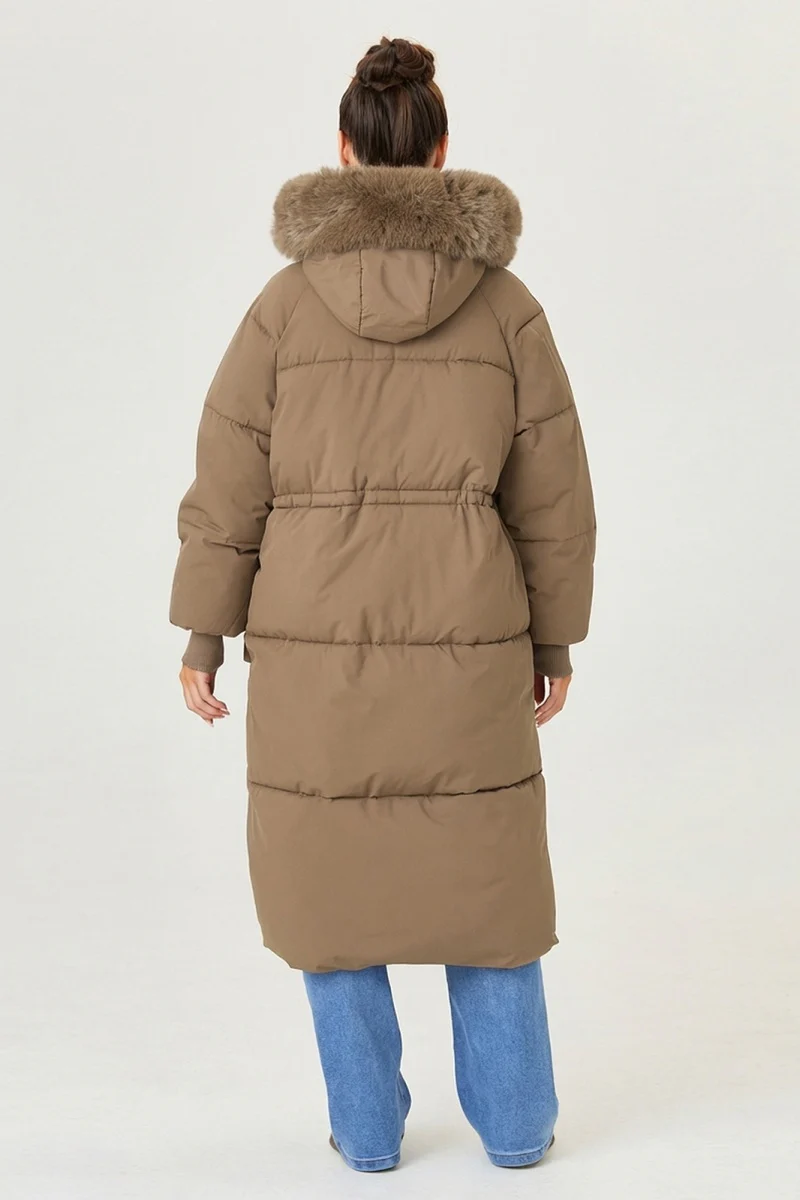 KATCH ME Fluffy Hooded Flap Pocket Zipper Button Thick Coat - Image 2
