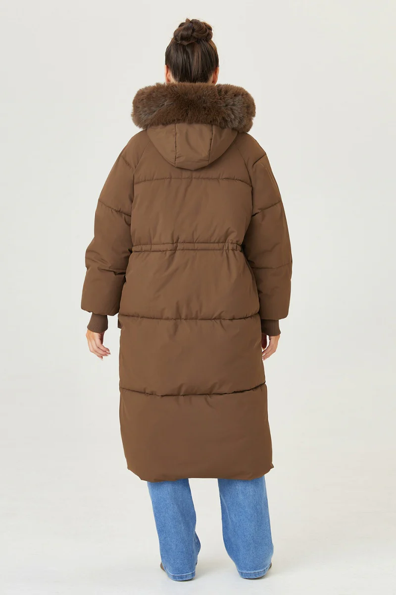 KATCH ME Fluffy Hooded Flap Pocket Zipper Button Thick Coat - Image 4