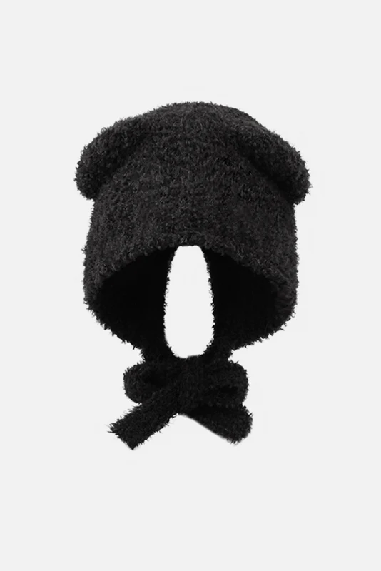 KATCH ME Solid Color Soft Knit Fluffy Bear Ears Beanie - Image 10
