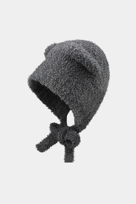 KATCH ME Solid Color Soft Knit Fluffy Bear Ears Beanie - Image 11