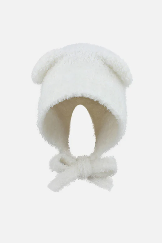KATCH ME Solid Color Soft Knit Fluffy Bear Ears Beanie - Image 8