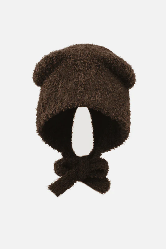 KATCH ME Solid Color Soft Knit Fluffy Bear Ears Beanie - Image 9