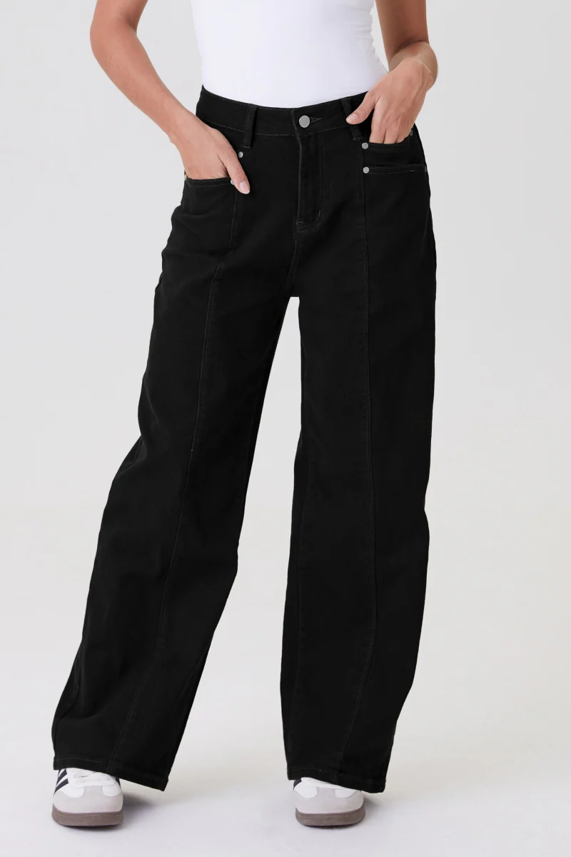 KATCH ME High Waist Multi-Pocket Soft Stretch Wide Leg Trousers - Image 4