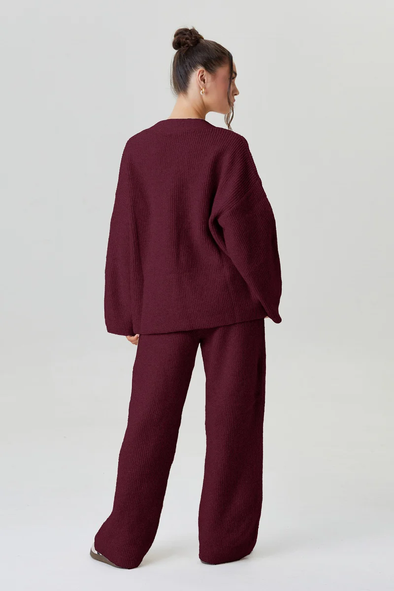 KATCH ME V-Neck Button-Up Cardigan & Stretch Loose Trousers Co-ord Set - Image 2