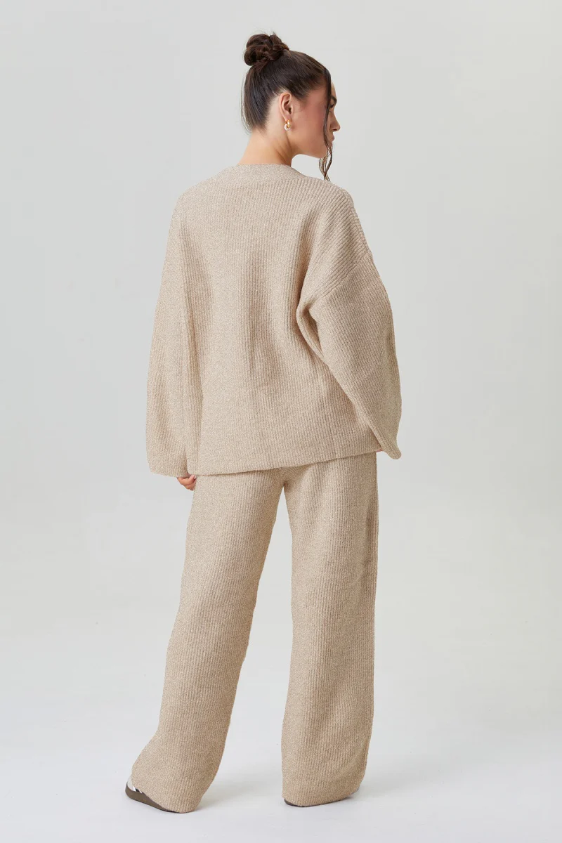 KATCH ME V-Neck Button-Up Cardigan & Stretch Loose Trousers Co-ord Set - Image 4
