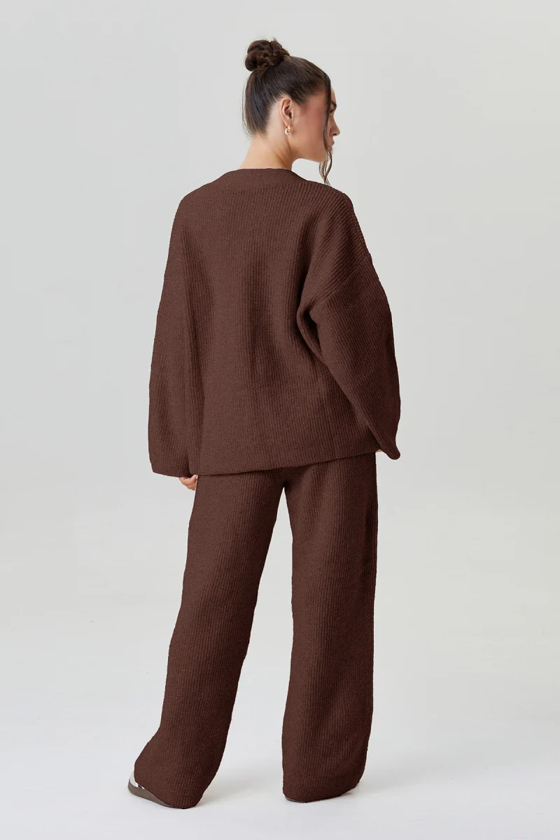KATCH ME V-Neck Button-Up Cardigan & Stretch Loose Trousers Co-ord Set - Image 6