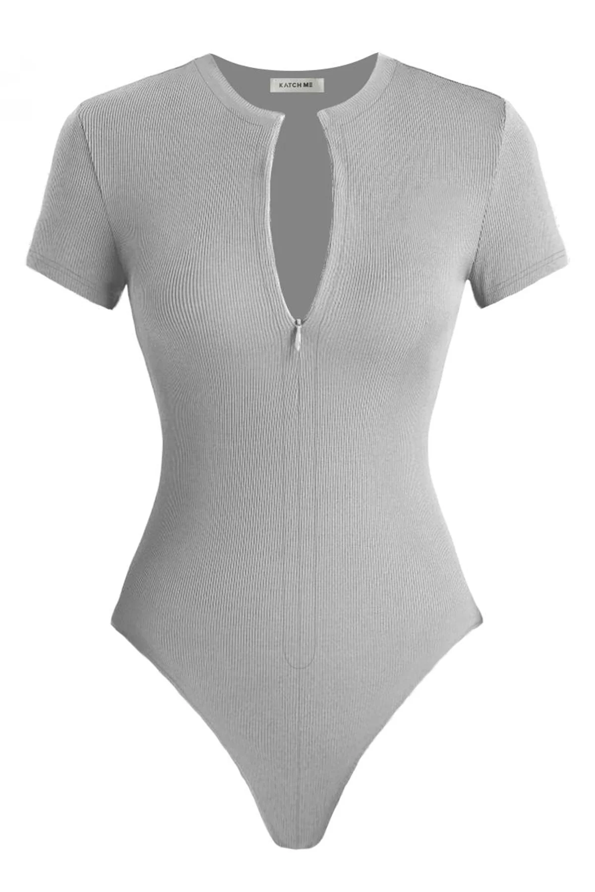 KATCH ME Invisible Zipper Round Neck Ribbed Bodysuit - Image 3
