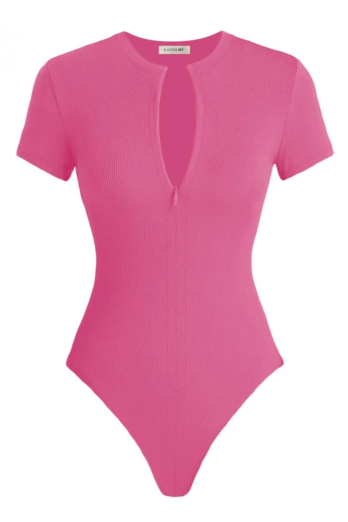 KATCH ME Invisible Zipper Round Neck Ribbed Bodysuit - Image 4