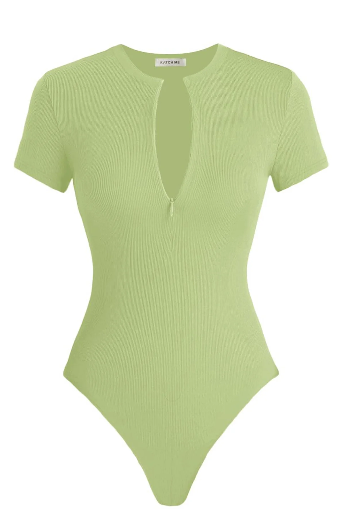 KATCH ME Invisible Zipper Round Neck Ribbed Bodysuit - Image 5