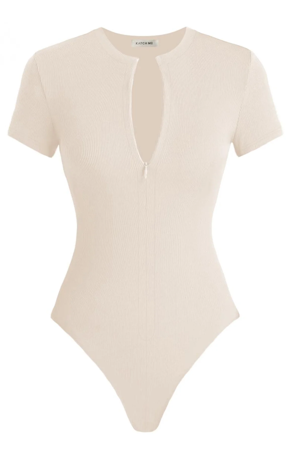 KATCH ME Invisible Zipper Round Neck Ribbed Bodysuit - Image 6