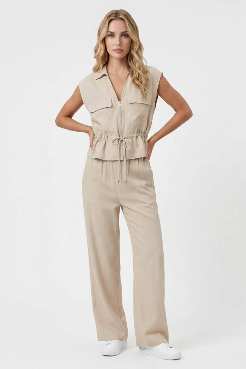 KATCH ME Two Piece Sets V Neck Wide Leg Trousers Co ords - Image 4