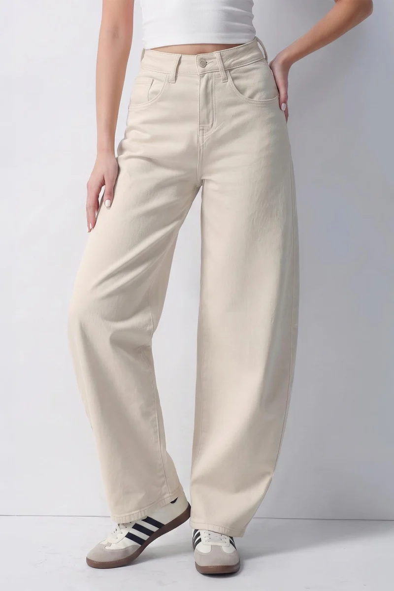 KATCH ME Women's High-Waist Barrel Leg Denim Jeans with Pockets - Image 3