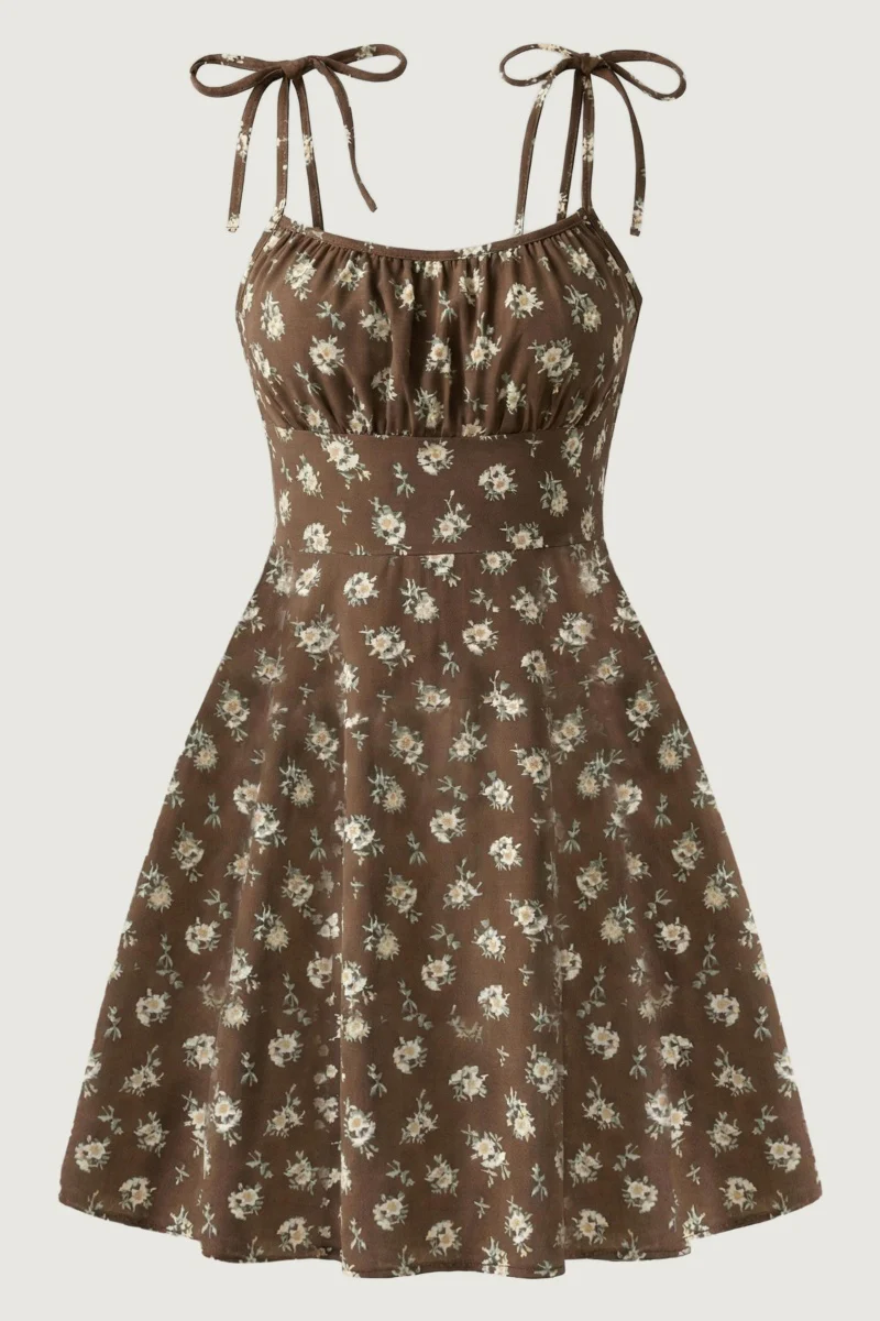 KATCH ME Comfort Slinky Floral Print Adjustable Strap Mini Dress - Image 10