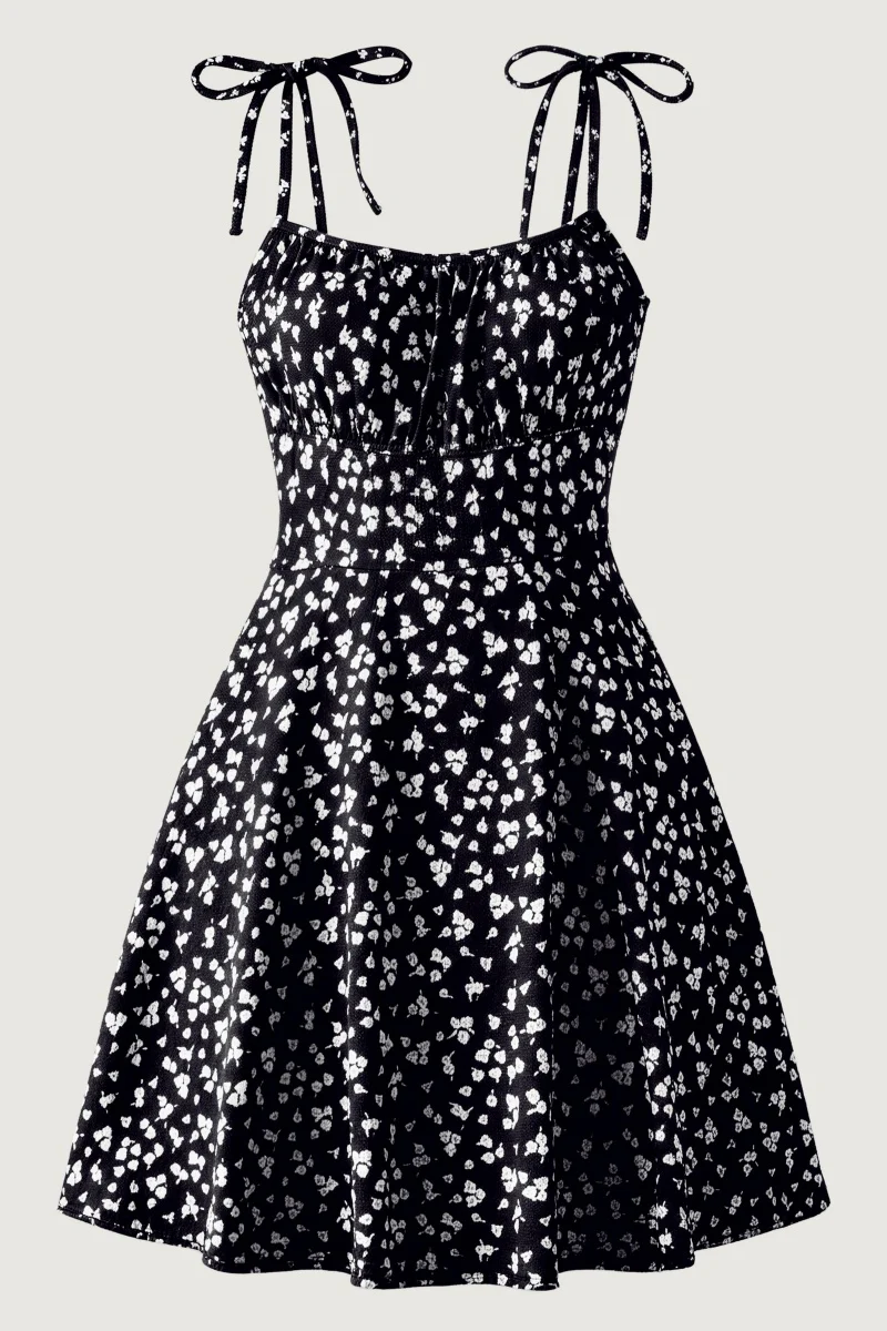 KATCH ME Comfort Slinky Floral Print Adjustable Strap Mini Dress - Image 11