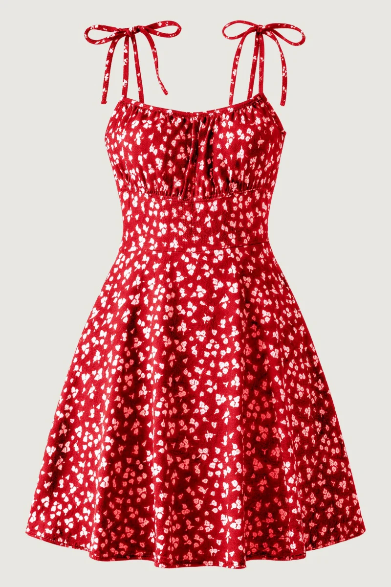 KATCH ME Comfort Slinky Floral Print Adjustable Strap Mini Dress - Image 12