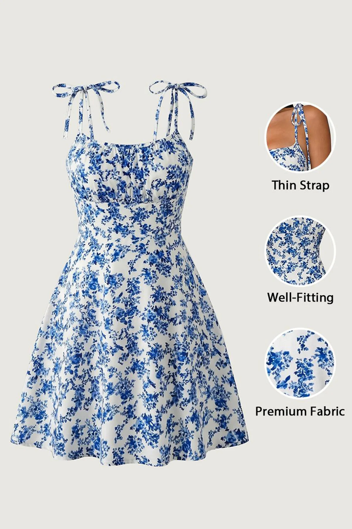 KATCH ME Comfort Slinky Floral Print Adjustable Strap Mini Dress - Image 2