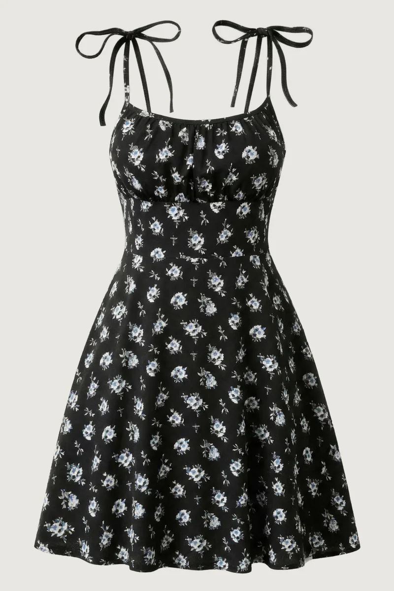 KATCH ME Comfort Slinky Floral Print Adjustable Strap Mini Dress - Image 8