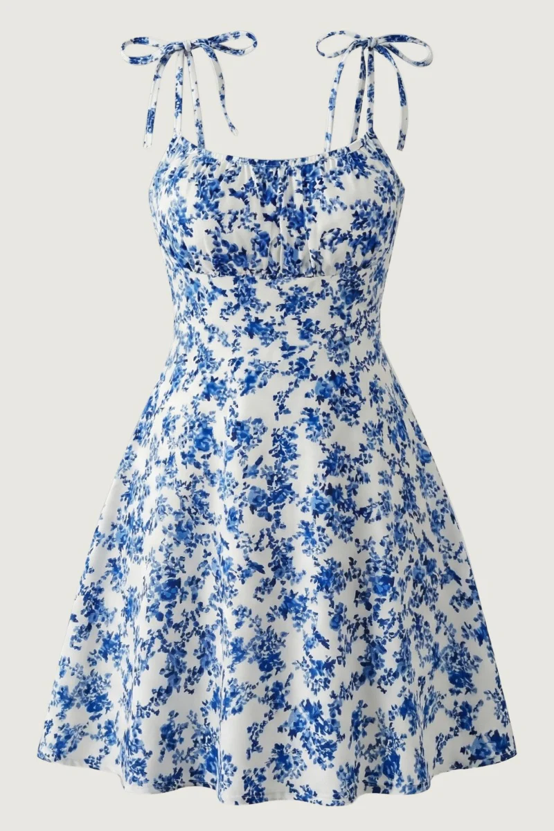 KATCH ME Comfort Slinky Floral Print Adjustable Strap Mini Dress - Image 9